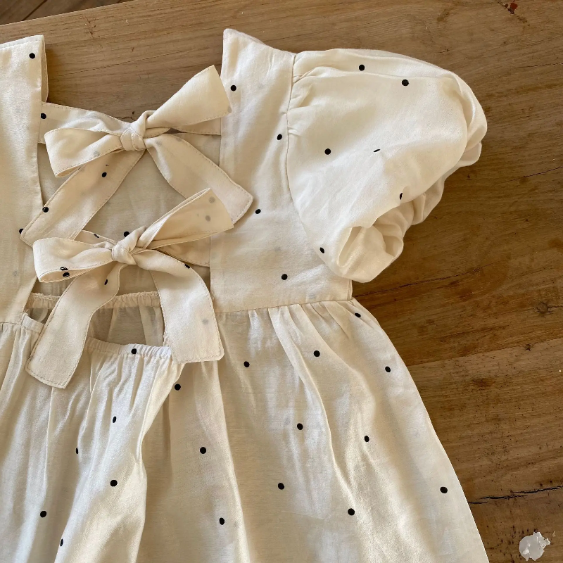 LittleTwinkle – Mjuk och bekväm – barnklänning med dubbla rosetter