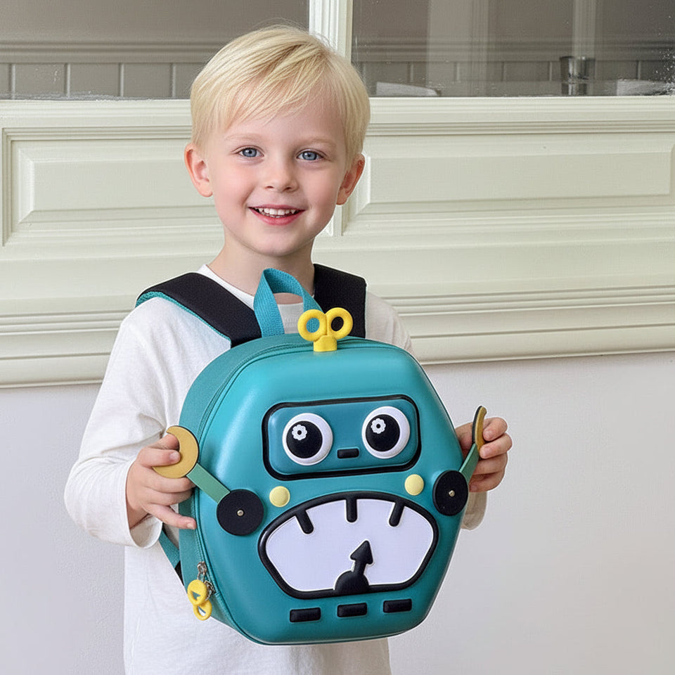 MiniBot – Cool & praktisk – barnryggsäck med robotmotiv