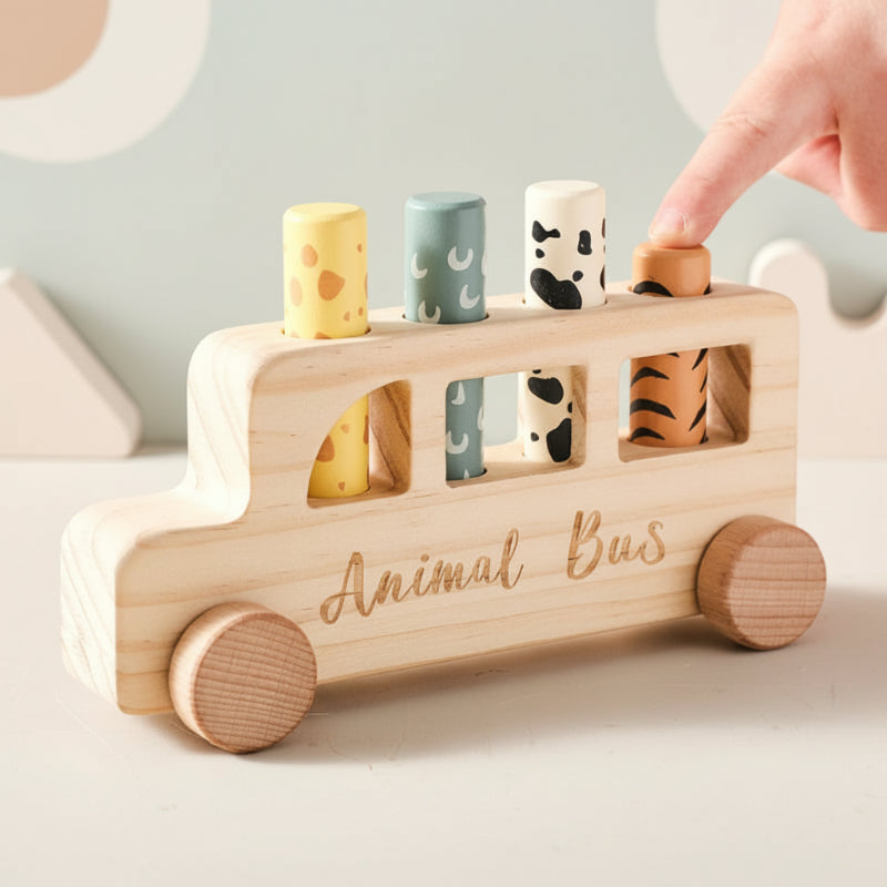 PressBus – Montessori & Lärorikt – Träpressleksak