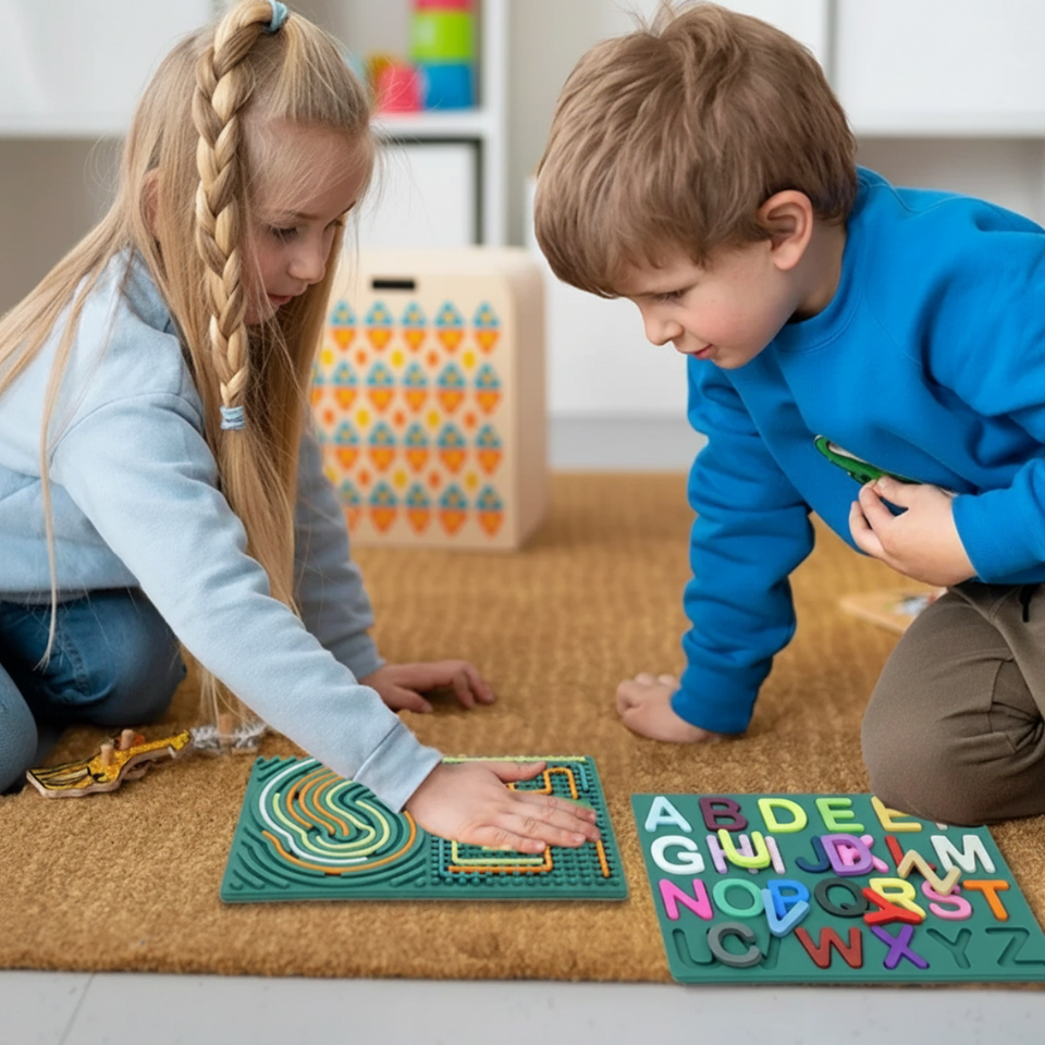 BrainyKids – Lärorikt & sensoriskt – Aktivitetsbräda i silikon med bokstäver