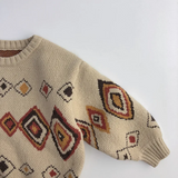 LittleRetro – Varm och stilfull – Stickad barntröja med rombmönster