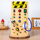 TinyTech – Busy Board i trä med lampor och strömbrytare – pedagogisk leksak