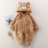 CozyBear – Mjuk & varm – Babyoverall med huva med djurmotiv