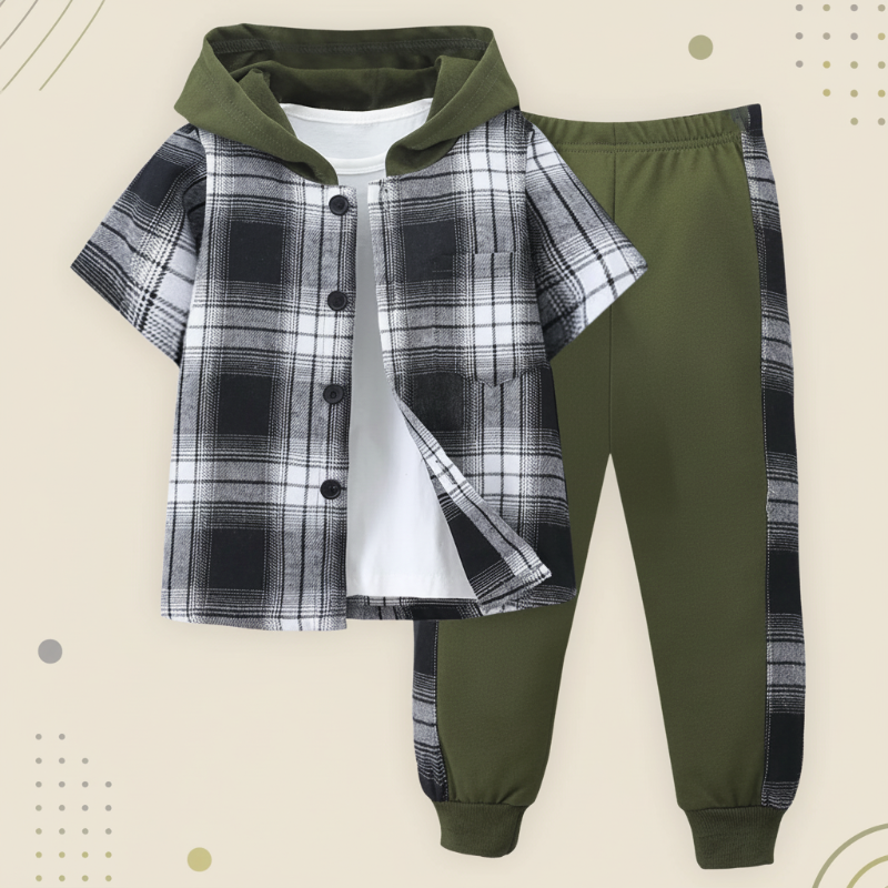 Boys Checkered Outfit – Trendigt och bekvämt – Rutigt klädset för barn