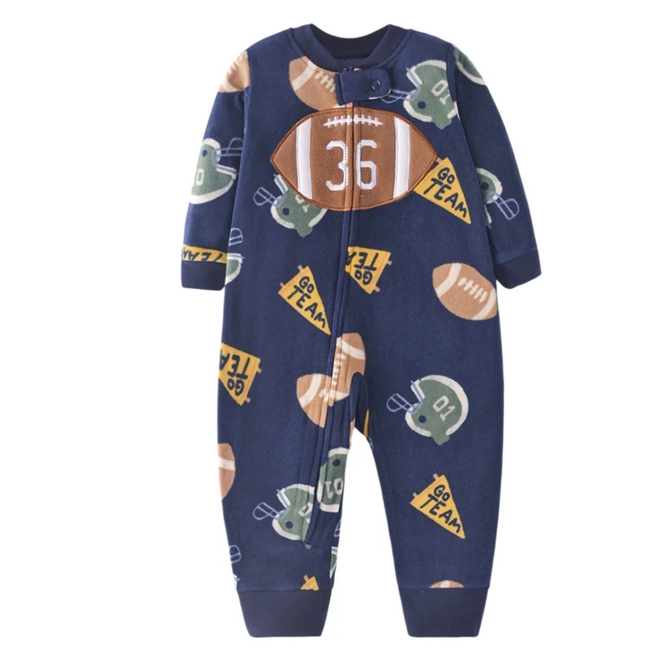 WarmBuddy – Söt & mjuk – Babyoverall i fleece med seriefigurmotiv
