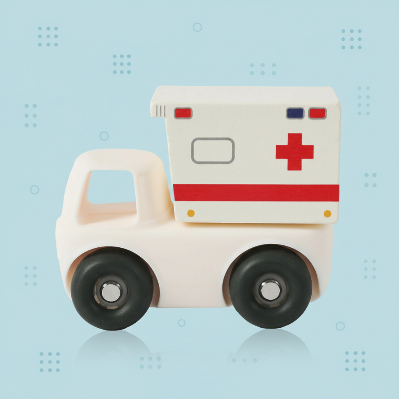 Montessori Silicone Toy Car – Säker & bettvänlig – Bittleksak i silikon i form av ett fordon