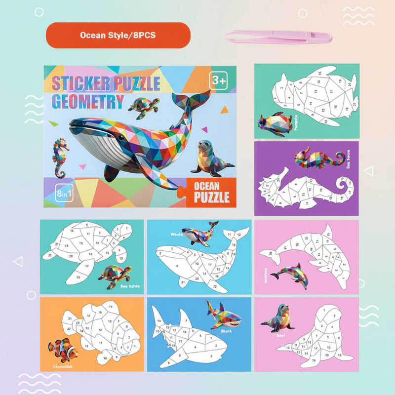 3D Sticker Puzzle – Kreativt & lärorikt – Geometriskt 3D-pussel