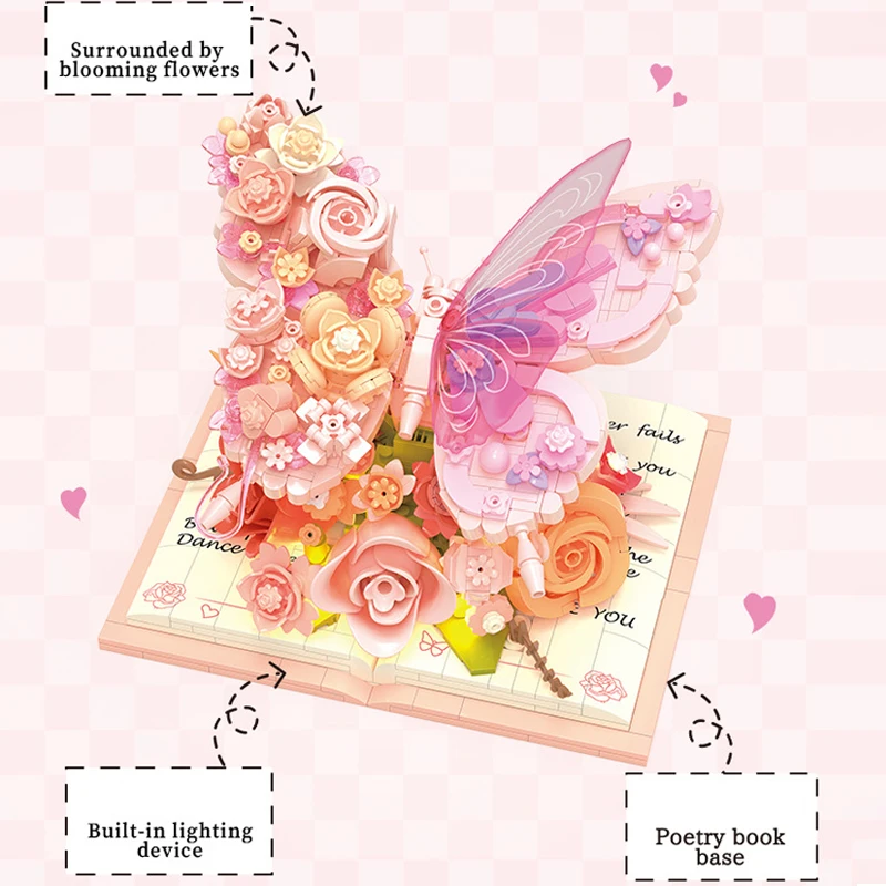 BloomBook – Romantiskt & kreativt – 3D-blombok med rosor och fjärilar