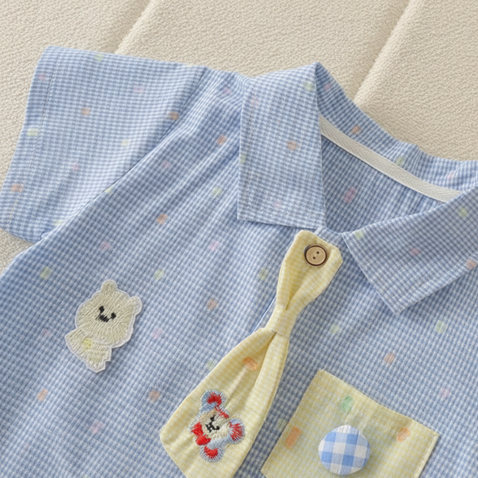 KiddoStyle – Söt & mjuk – Jumpsuit för barn med slips och patch
