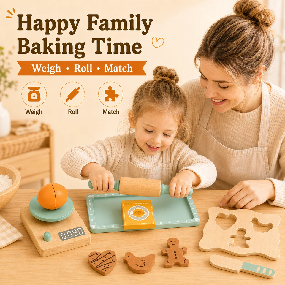 BakeBuddy – Kreativt & pedagogiskt – Leksaksset i trä för bakning
