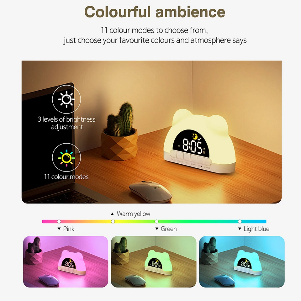 TinySunrise – Mjuk & funktionell – digital väckarklocka med soluppgångsljus