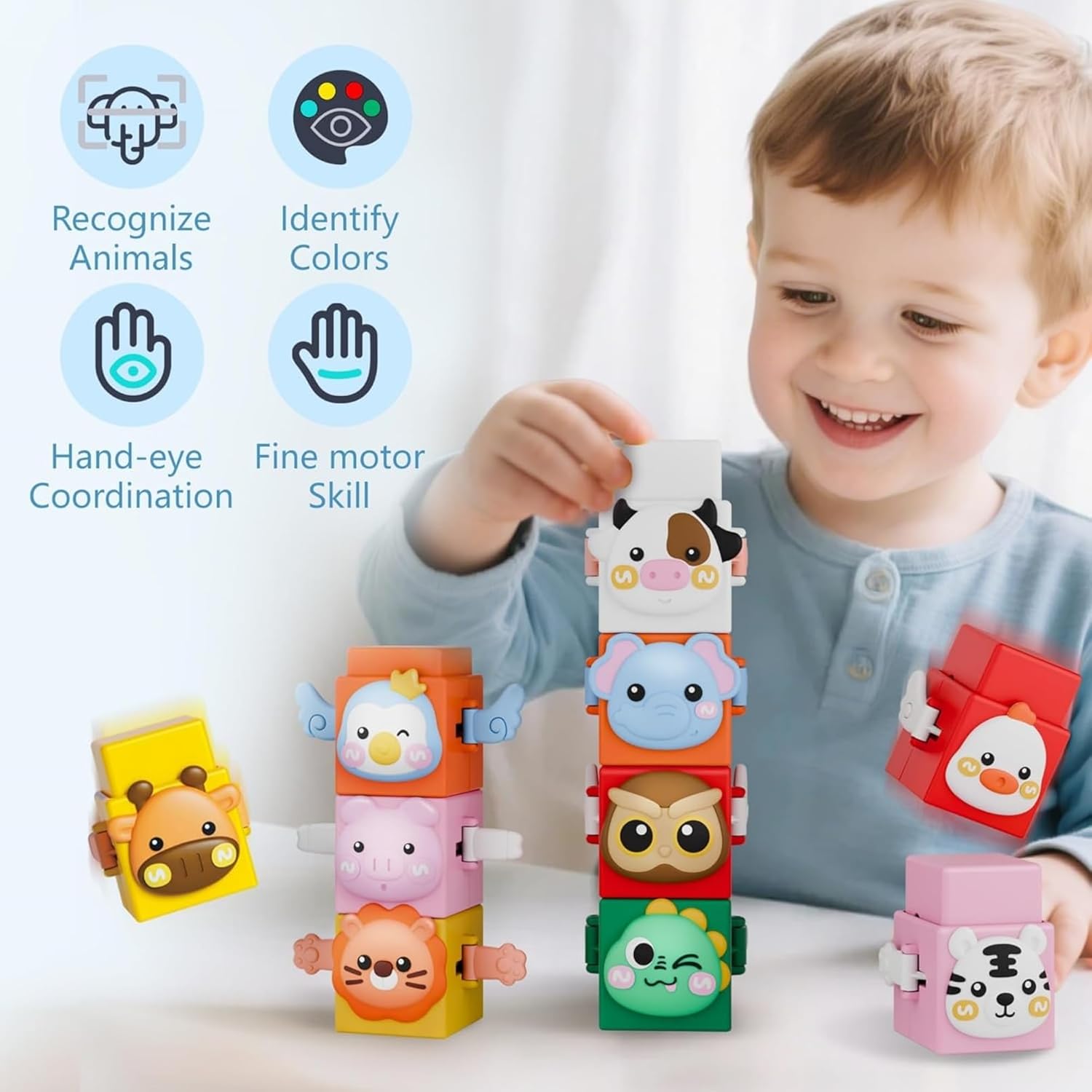 Papper Stack Animals StackAnimals – Roligt & pedagogiskt – Djurstaplingsset – Mil lilla Sötnos