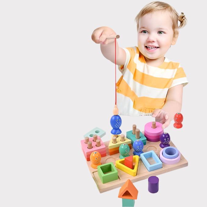 Färgglatt fiske - kreativt och pedagogiskt - fiskespel i trä