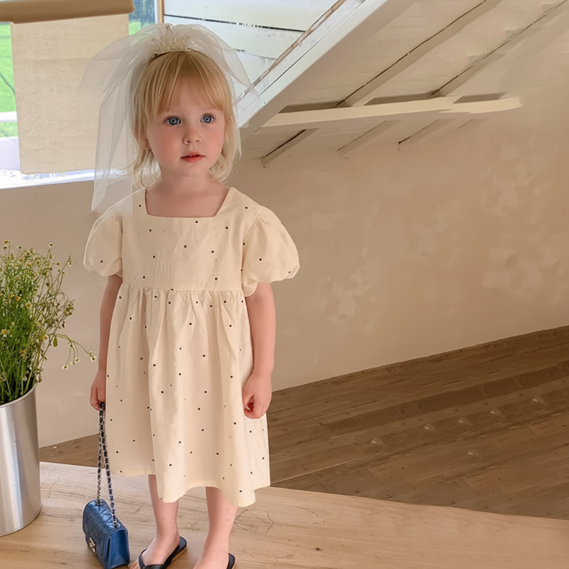 LittleTwinkle – Mjuk och bekväm – barnklänning med dubbla rosetter