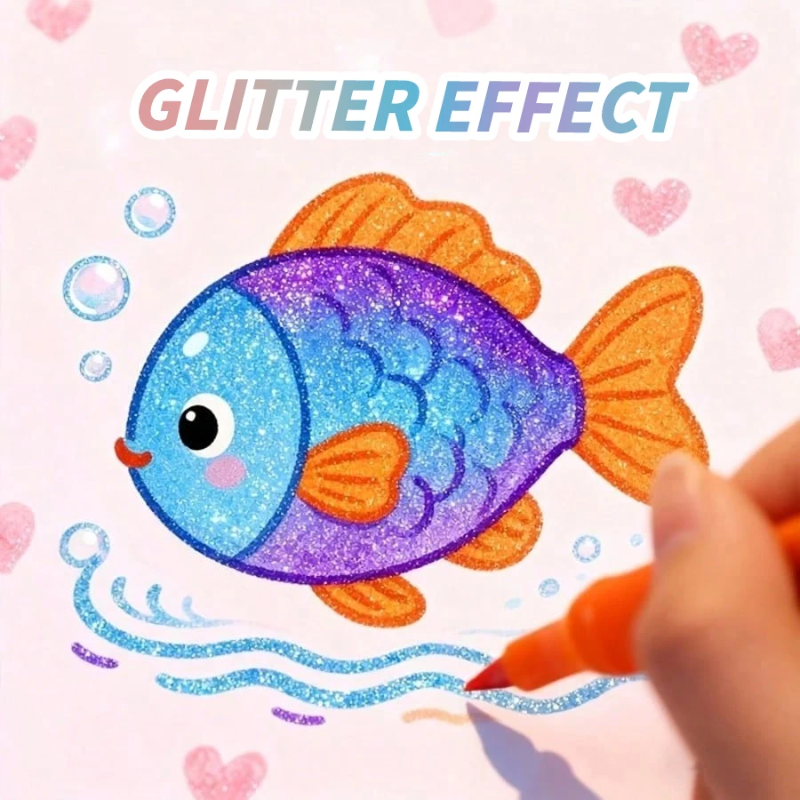 ArtShine – Färgglatt & glittrande – Set med dubbelsidiga glitter- och självlysande pennor