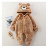 CozyBear – Mjuk & varm – Babyoverall med huva med djurmotiv