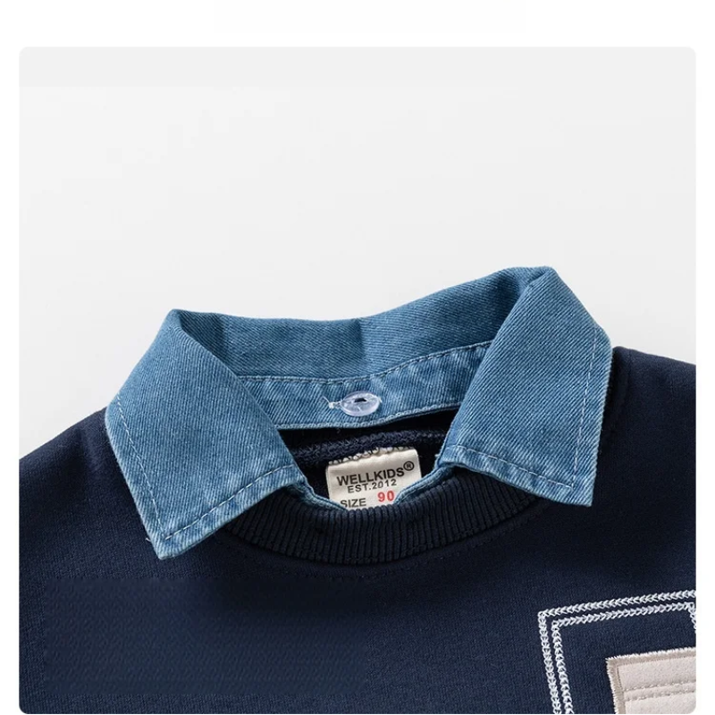 CoolJunior – Varm och stilfull – Tröja för pojkar med jeanskrage