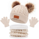 CozyPom – Varm & Mjuk - Vinterset med Mössa, Halsduk och Handskar
