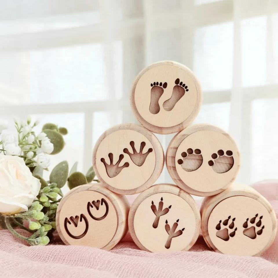 WoodStamp – Montessori & Kreativt – 6 st trästämplar för lera