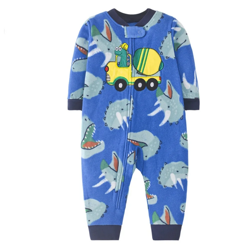 WarmBuddy – Söt & mjuk – Babyoverall i fleece med seriefigurmotiv