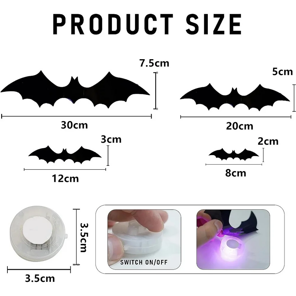 SpookyGlow – Läskigt & stämningsfullt – LED-väggdekoration med Halloween-fladdermus