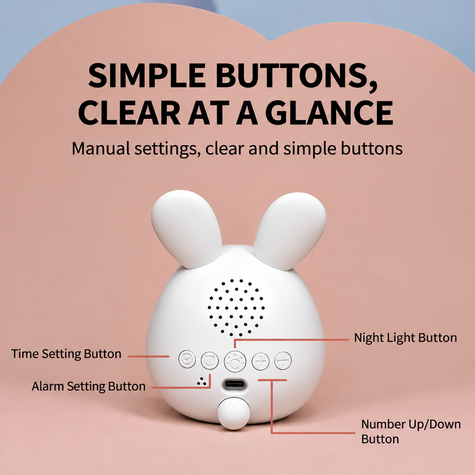 BunnyGlow – Söt & praktisk – digital väckarklocka för barn med nattlampa