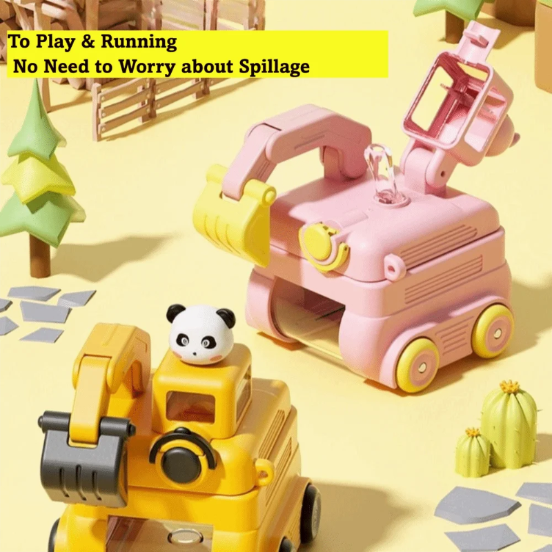 TinyExcavators – Unikt & funktionellt – Grävmaskin-vattenflaska med sugrör