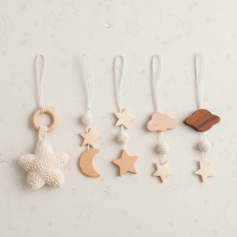 Wooden Baby Rattle Toy – Sensorisk & säker – Babygym