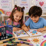 ArtShine – Färgglatt & glittrande – Set med dubbelsidiga glitter- och självlysande pennor