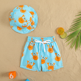 Beach Set – Färgglatt och stilfullt – Badbyxor med tryck och hatt
