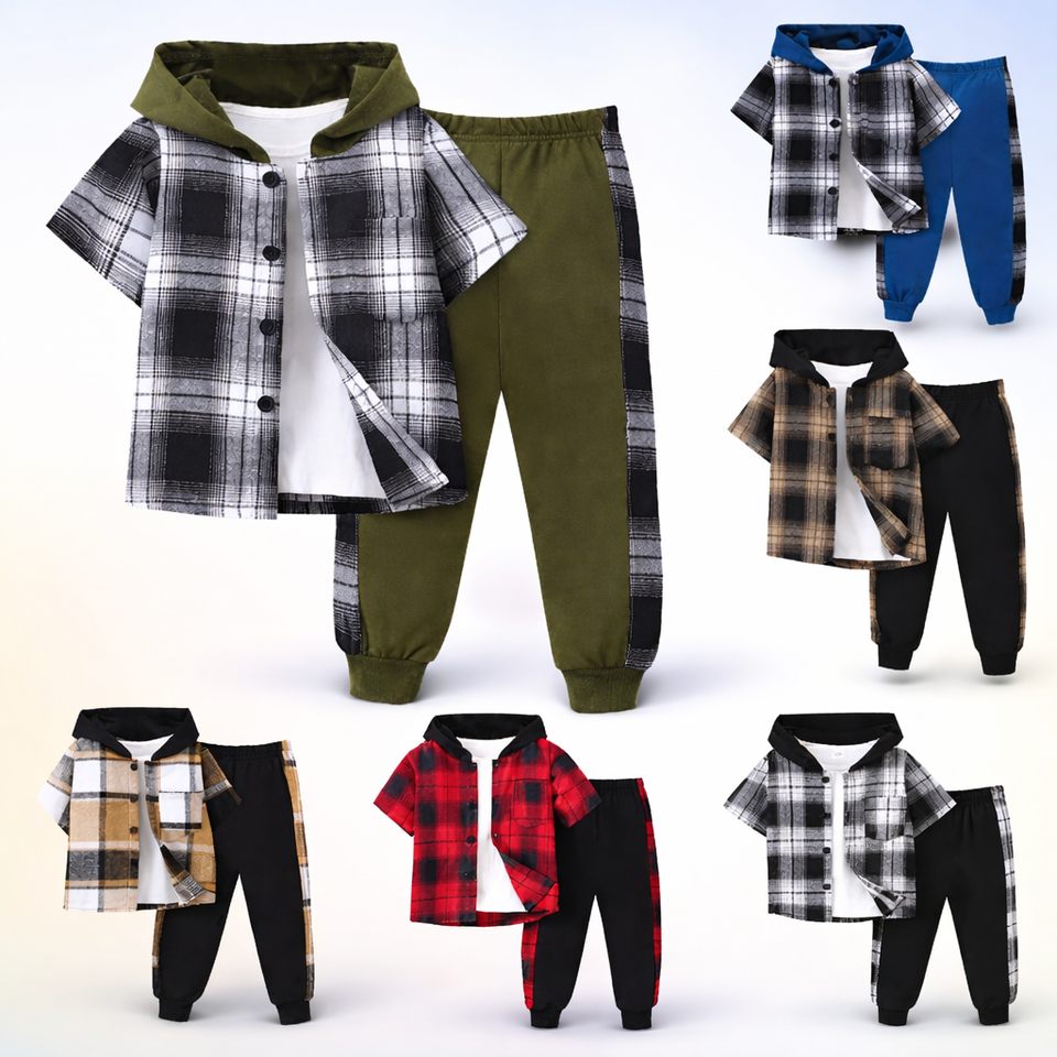Boys Checkered Outfit – Trendigt och bekvämt – Rutigt klädset för barn