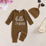 CuddleBaby – Hej, jag är ny här – Set med babyoverall och mössa
