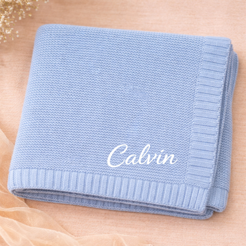 Personalized Baby Blanket – Mjuk & unik – Personlig broderad bomullsfilt