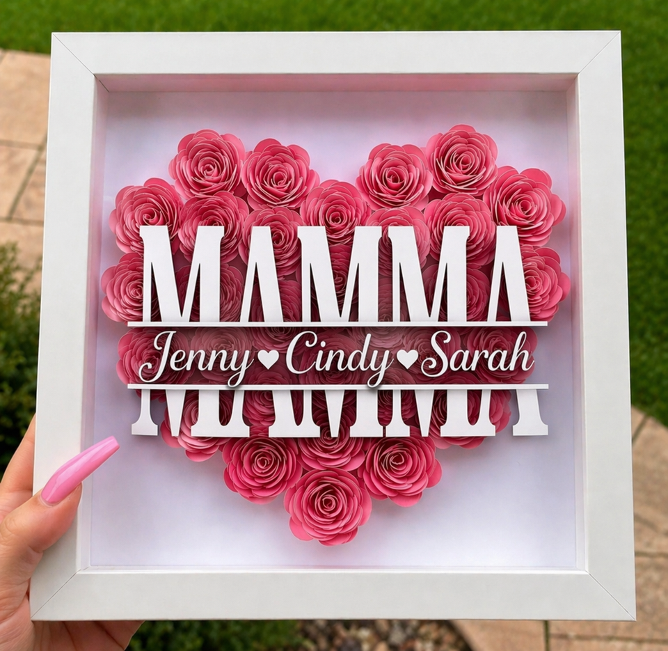 Personalized Rose Shadow Box – En unik morsdagspresent – en personlig skuggbox med rosor