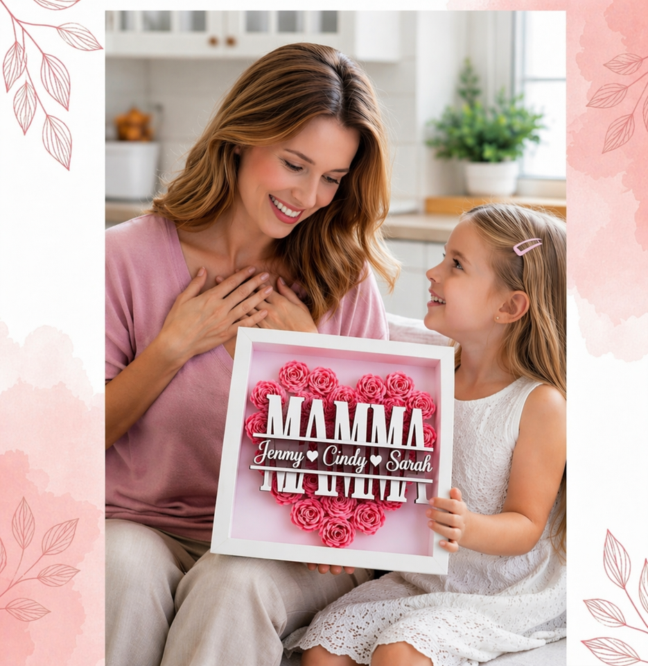 Personalized Rose Shadow Box – En unik morsdagspresent – en personlig skuggbox med rosor