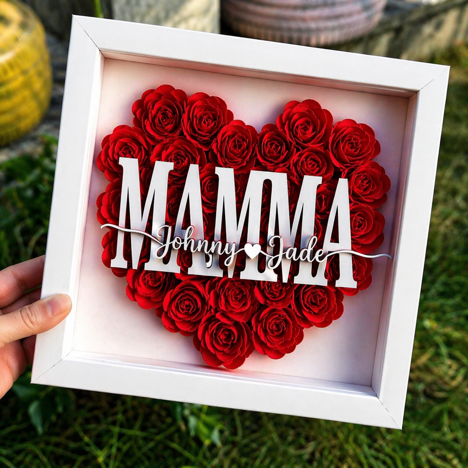 Personalized Rose Shadow Box – En unik morsdagspresent – en personlig skuggbox med rosor