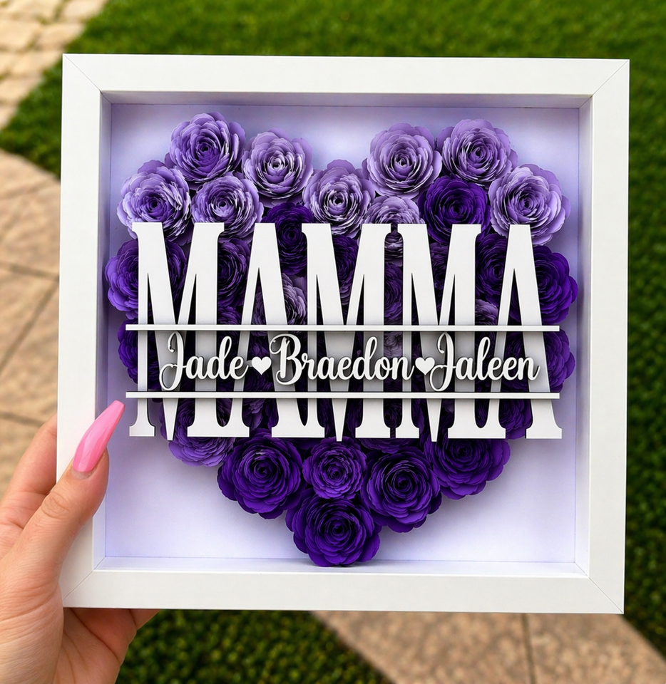Personalized Rose Shadow Box – En unik morsdagspresent – en personlig skuggbox med rosor