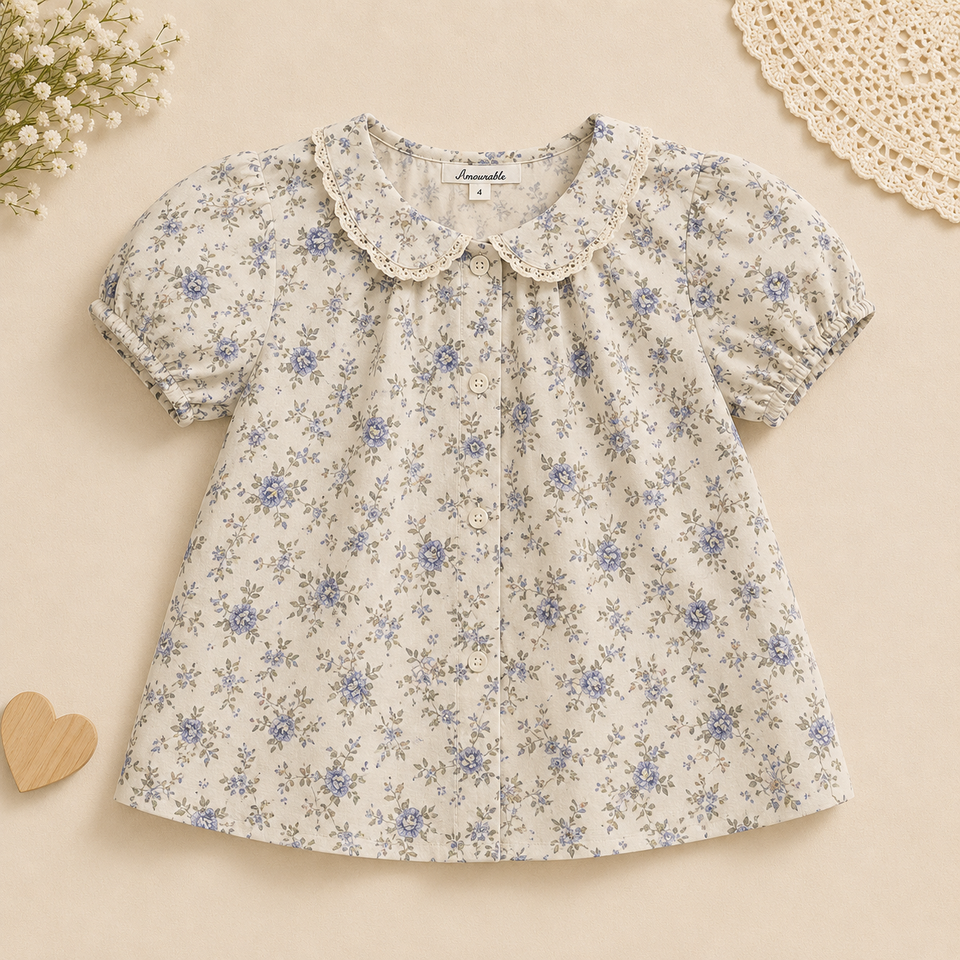 Girls Summer Fashion Top – Luftigt & bekvämt – Vintage-top för flickor