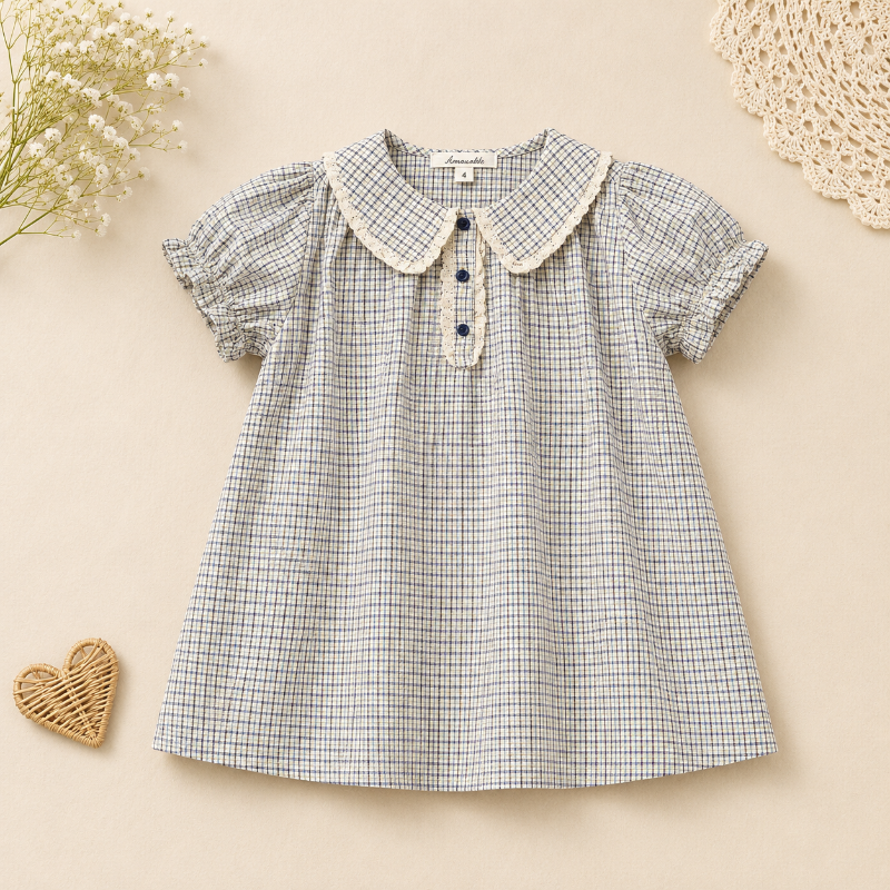 Short Sleeve Embroidery Dress – Elegant & bekvämt – boutique-klänning för flickor