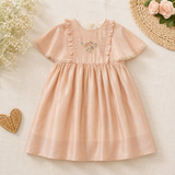Short Sleeve Embroidery Dress – Elegant & bekvämt – boutique-klänning för flickor