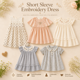 Short Sleeve Embroidery Dress – Elegant & bekvämt – boutique-klänning för flickor