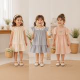 Short Sleeve Embroidery Dress – Elegant & bekvämt – boutique-klänning för flickor