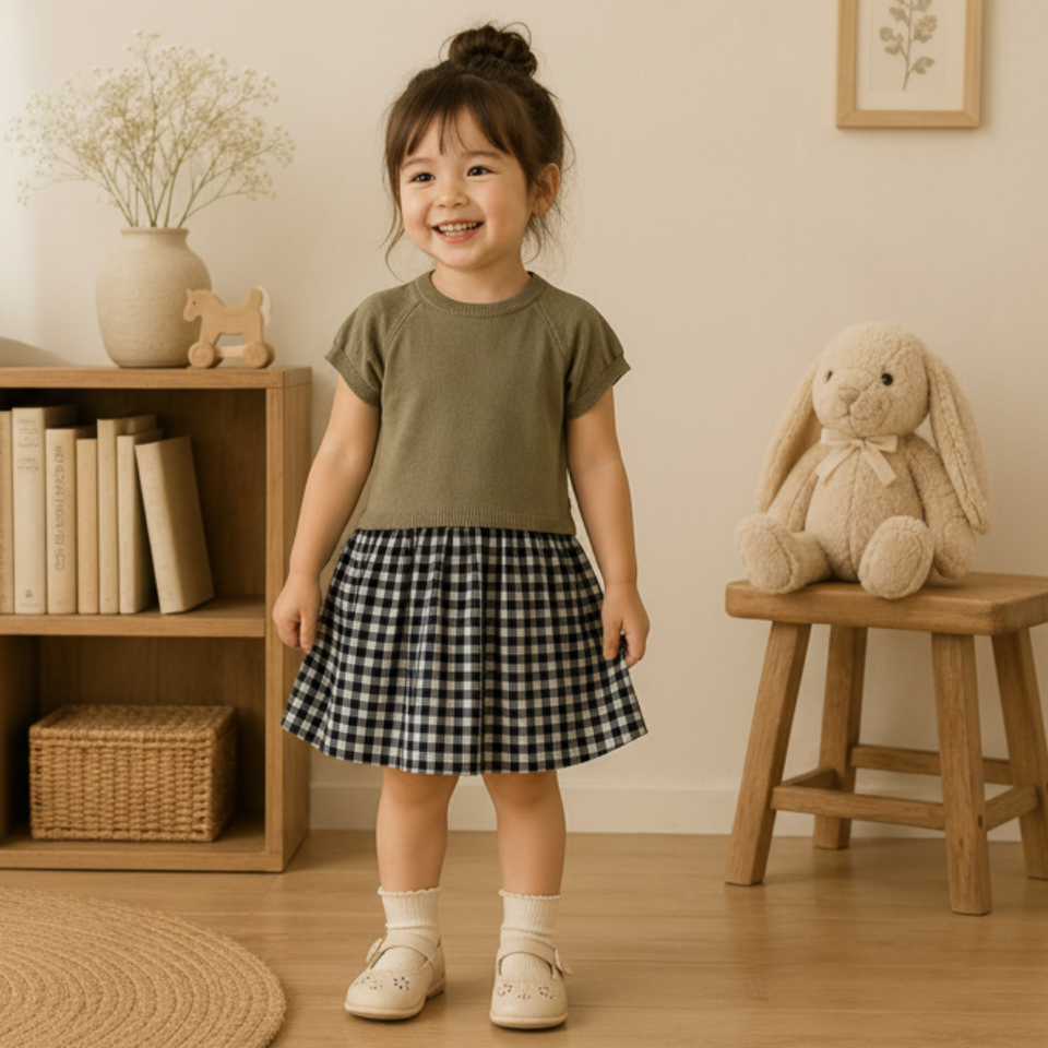 Plaid Patchwork Dress – Trendig & luftig – rutig klänning