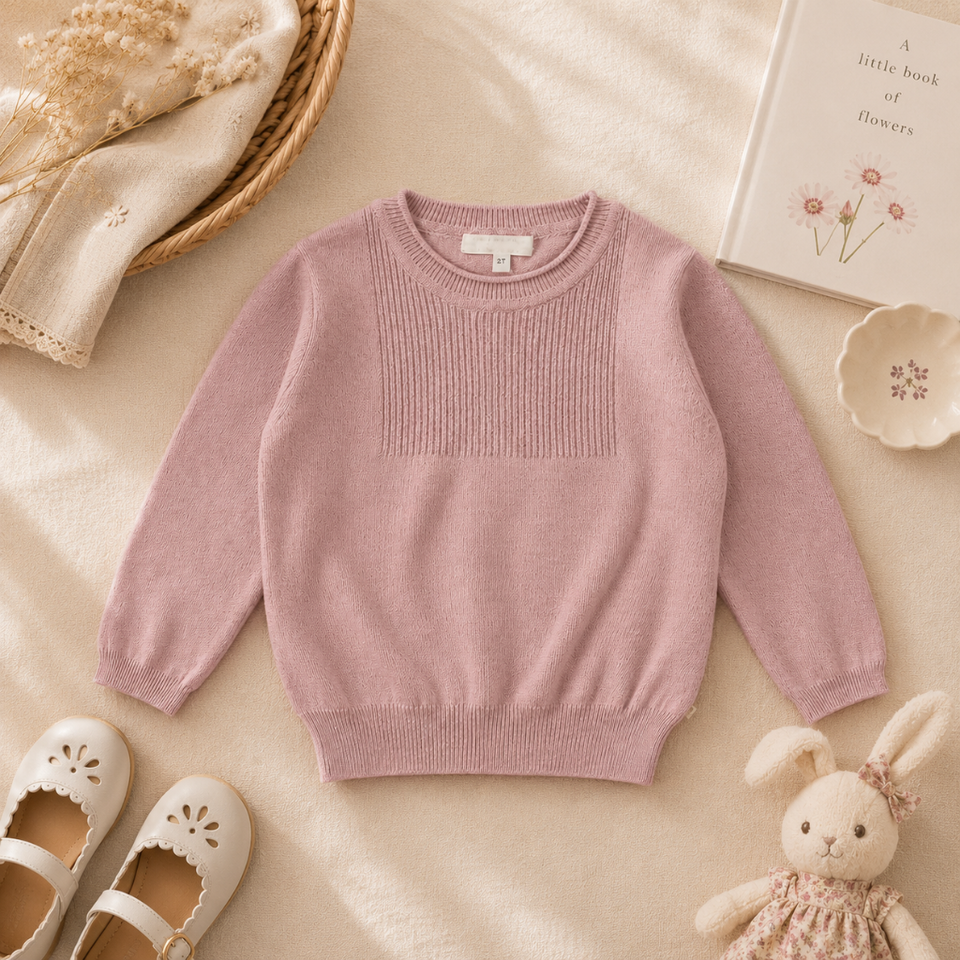 Thin Cotton Pullover – Ljus & Komfort – Stickad barntröja