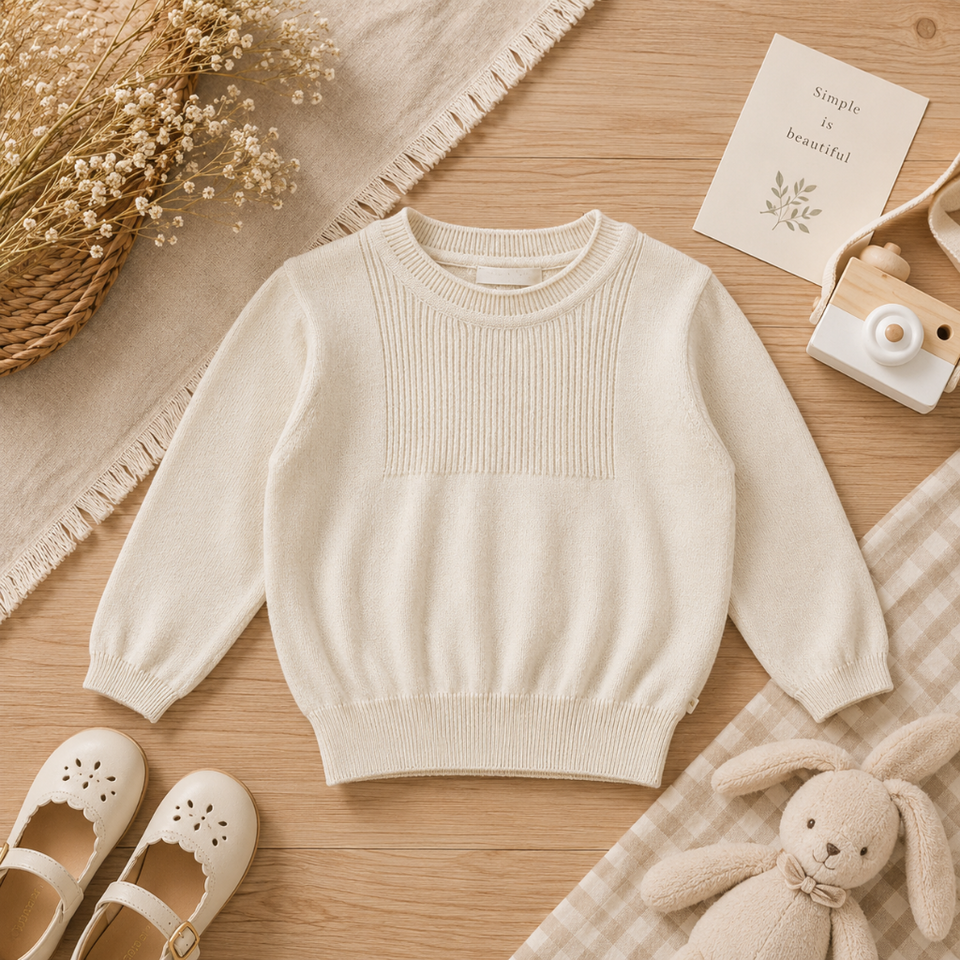 Thin Cotton Pullover – Ljus & Komfort – Stickad barntröja