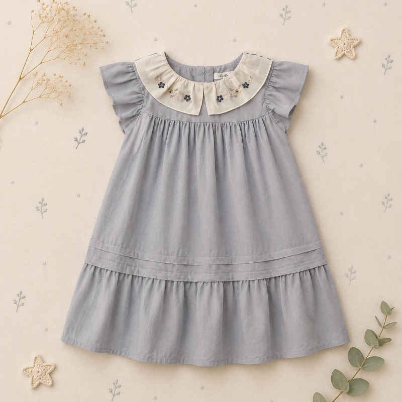 Princess Dress – Elegant och bekväm – Klänning med broderad krage