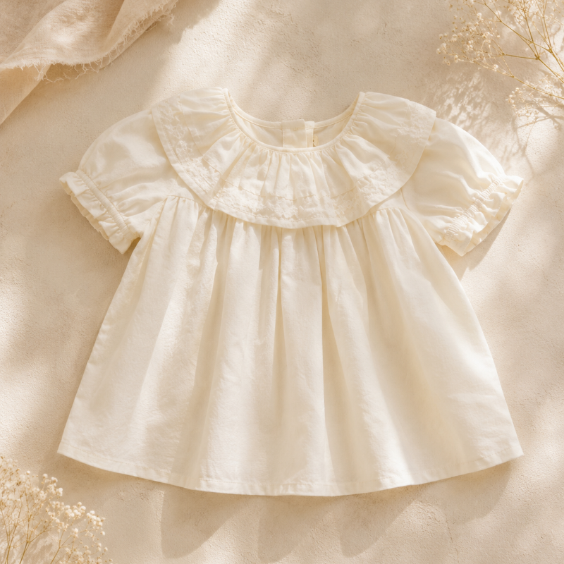 Ruffle Collar Top – Elegant och bekvämt – Top med dekorativ krage och puffärmar