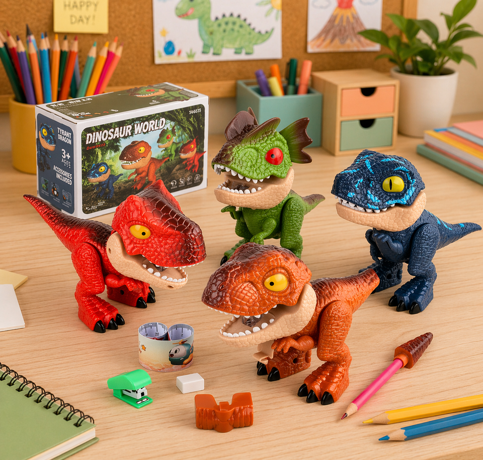 Dinosaur Stationery Toy – Kreativt & lärorikt – 5-i-1-skrivbordsset