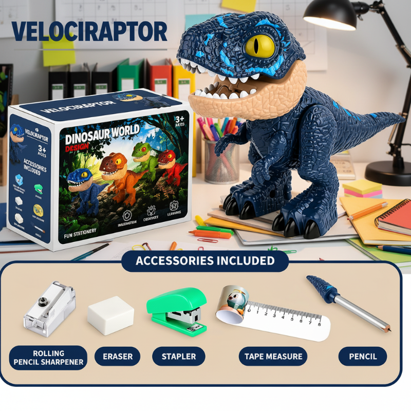 Dinosaur Stationery Toy – Kreativt & lärorikt – 5-i-1-skrivbordsset
