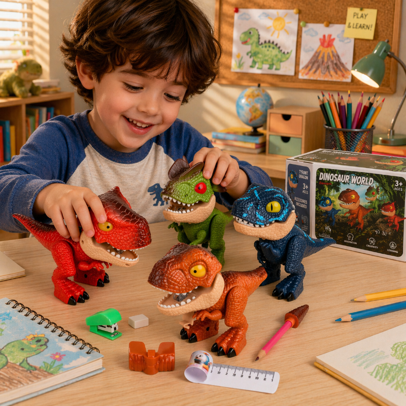 Dinosaur Stationery Toy – Kreativt & lärorikt – 5-i-1-skrivbordsset